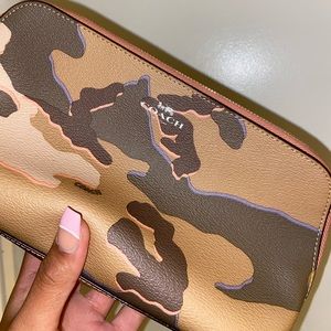 Coach pink camouflage clutch